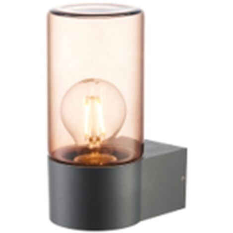 Außenlampe Wand Aluminium Rauchglas H: 19,7 cm IP44 Grau Bernstein E27 Modern