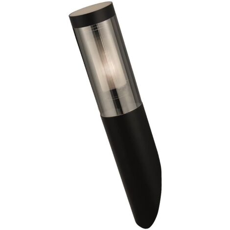 Außenlampe Wand Edelstahl E27 IP44 H: 40 cm Schwarz matt Rauchgrau länglich Modern