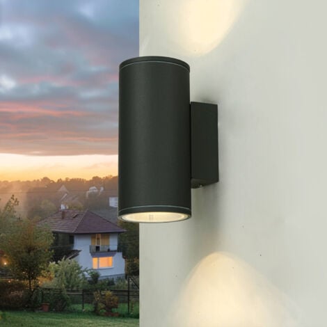 LICHT-ERLEBNISSE Außenlampe Wand GU10 Anthrazit IP54 Aluguss Up Down Außenleuchte Wand Garten