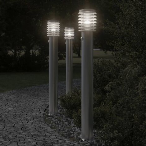 Außenlampen mit Sensor 3 Stück Edelstahl