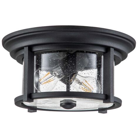 Außenleuchte Deckenleuchte Deckenlampe Gartenlampe Stahl Glas IP44 D 33 cm