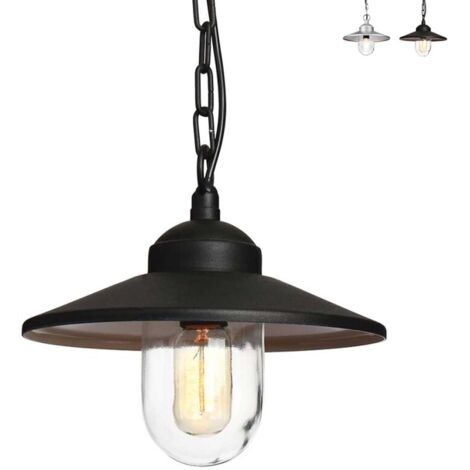 Außenleuchte Kettenlaterne Hängelampe Edelstahl H 26 cm Schwarz 1 Flammig E27