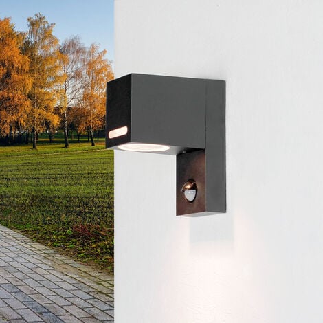 LICHT-ERLEBNISSE Außenleuchte mit Bewegungsmelder IP44 GU10 H: 15 cm klein Aluminium Wandlampe