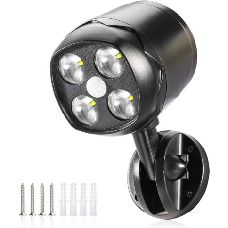 DEVENIRRICHE Außenleuchte mit Bewegungsmelder, IP65 wasserdichter LED-Strahler batteriebetrieben 600lm, Bewegungsmelder mit flexibler Batterie für Garten, Einfahrt, Terrasse, Eingang