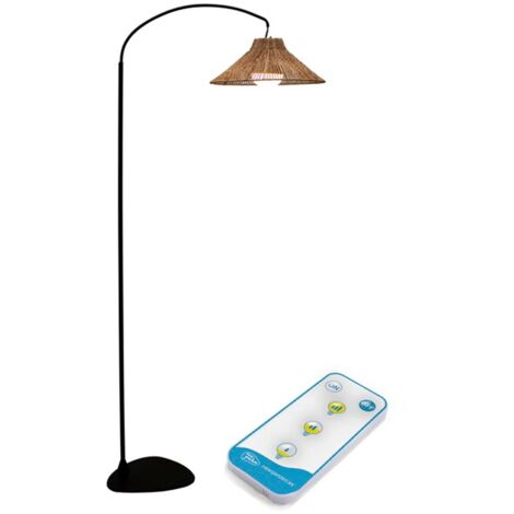 Außenleuchte mit LED Modul Akku 168 cm 2-in-1 IP54 Seegras Metall 2700 K Fernbedienung Dimmer Stehlampe Wandlampe Garten Terrasse