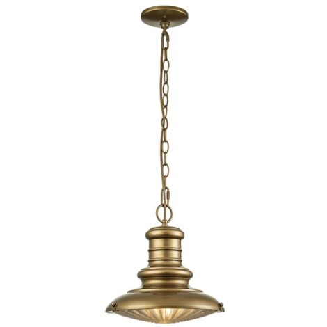 Außenleuchte Pendelleuchte Hängelampe Deckenleuchte Messing Glas H 27,6 cm