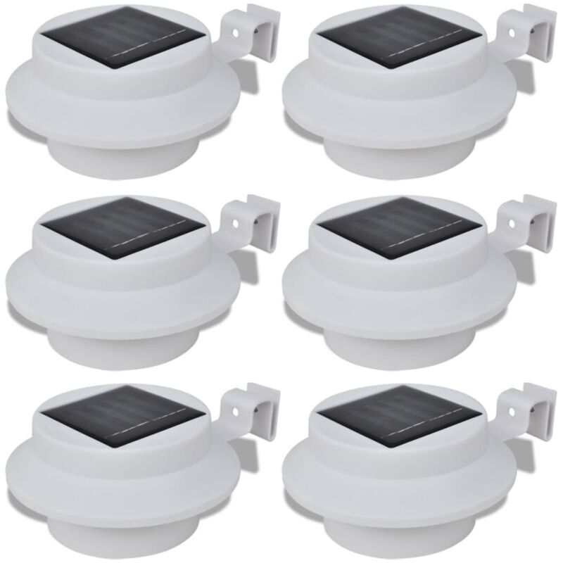 6x Außenlampe Sonnenlichtset Zaunlicht Dachrinne-licht Weiß Vidaxl