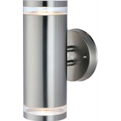 Außenleuchte Wand Edelstahl 23 cm hoch IP44 GU10 2-flammig 3000 K warmweißes Licht 700 lm Modern