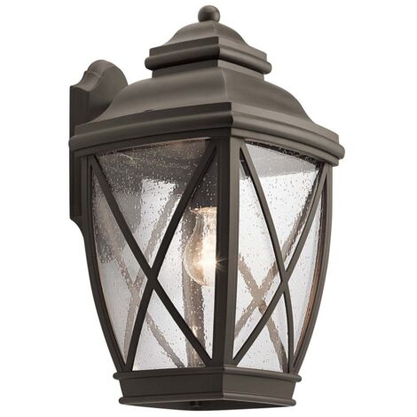 Außenleuchte Wandlampe ALU Glas H 43,2 cm Bronze Laterne Gartenlampe Klassisch