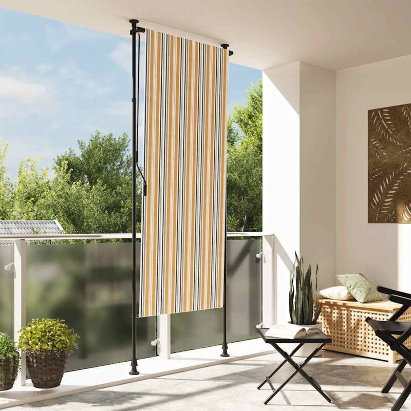 Vidaxl Außenrollo Gelb Und Weiß 120x270 Cm Stoff Und Stahl