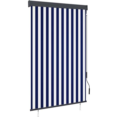 Außenrollo 120 x 250 cm Blau und Weiß