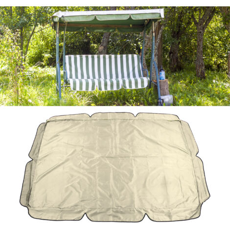 Außenschaukelüberdachung [600D Oxford Silber] 195 x 125 cm, wasserdichtes Verandadach, UV- und windbeständig, Beige
