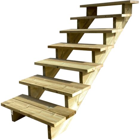 Außentreppe Holz H122cm 7 Stufen, Breite 80cm, OHNE Setzstufen