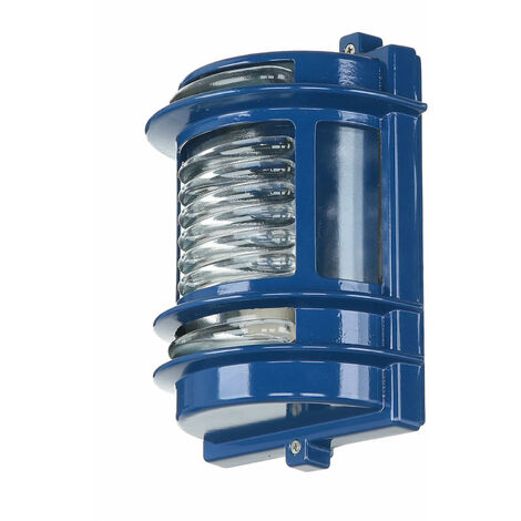 LICHT-ERLEBNISSE Außenwandlampe Blau Glas Messing Garten Wandlampe außen