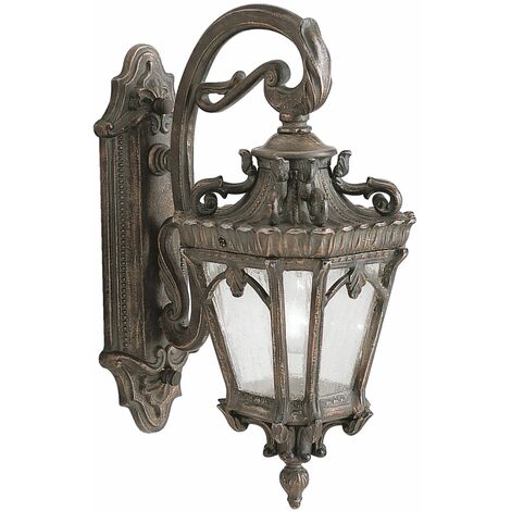 Außenwandlampe E27 IP44 Braun Hof Terrasse Glas Aluminium Vintage