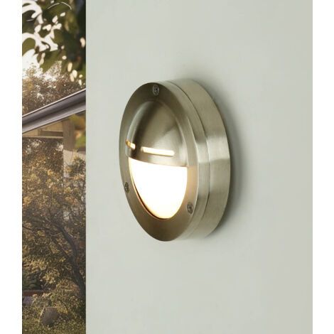 Außenwandlampe IP64 Nickel Glas Echt-Messing Ø 14 cm Maritim G9 Wandleuchte außen Garten