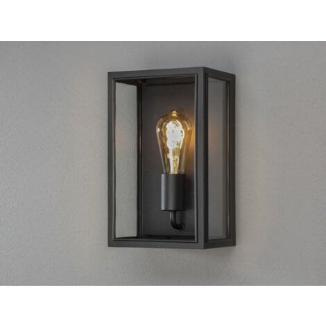 Außenwandlaterne CARPI Stahl Schwarz mit Klarglas, Höhe 30cm