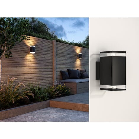 SMARTWARES Außenwandleuchte aus Aluminium, Schwarz, Up Down Light, Höhe 23,4cm
