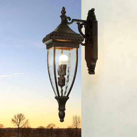 Außenwandleuchte E14 IP44 Bronze Haus Terrasse Glas Metall Vintage Wandleuchte