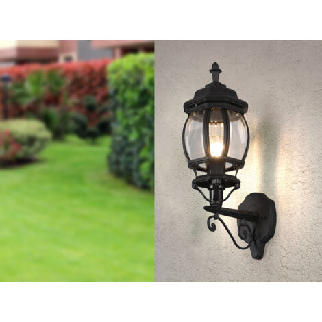 Außenwandleuchte ELVO Laterne stehend, Aluminium Schwarz Höhe 49cm