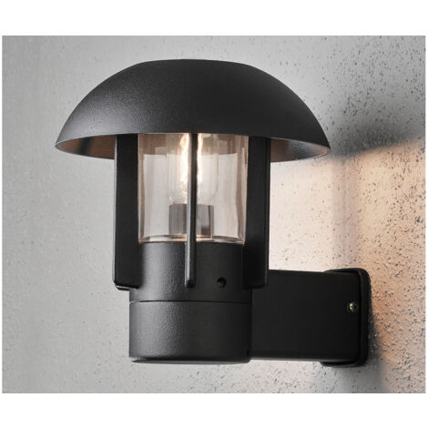 Außenwandleuchte HEIMDAL, Aluminium schwarz / Glas klar, E27 Fassung, IP44