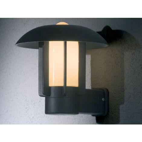 Außenwandleuchte HEIMDAL, Aluminium schwarz / Glas opal, E27 Fassung, IP44