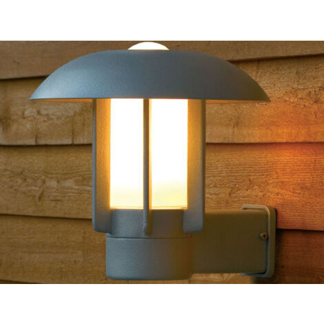 Außenwandleuchte HEIMDAL, Aluminium Silbergrau/ Glas opal, E27 Fassung, IP44
