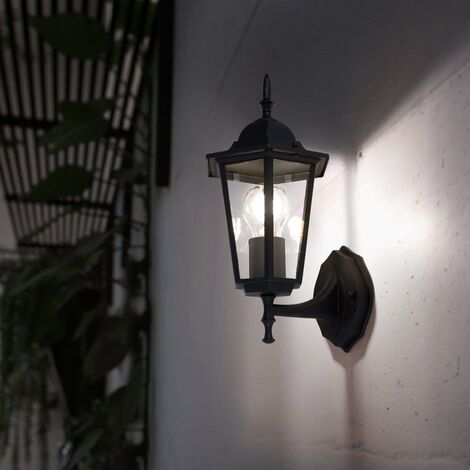 Außenwandleuchte Laterne antik Haustürleuchte LED Gartenlampe schwarz, Aluminium Glas klar, 11W 1055lm warmweiß, BxH 17x36 cm
