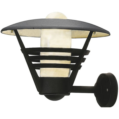 Außenwandleuchte / Laterne GEMINI, Alu schwarz, Opalglas, Hausbeleuchtung modern