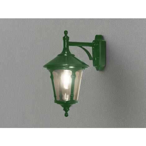 Außenwandleuchte LED Laterne hängend Aluminium Grün, Höhe 44cm