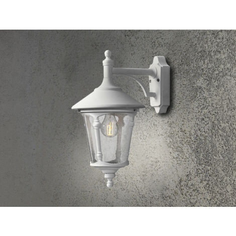 Außenwandleuchte LED Laterne hängend Aluminium Weiß, Höhe 44cm