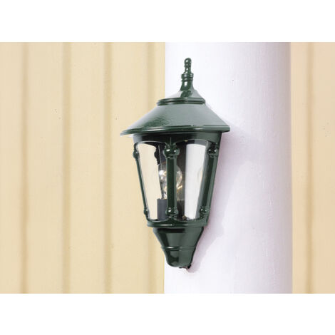 Außenwandleuchte LED Laterne Halbschale Aluminium Grün, Höhe 44cm