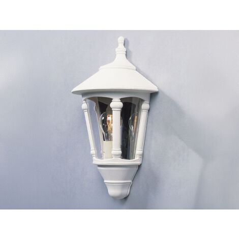 Außenwandleuchte LED Laterne Halbschale Aluminium Weiß, Höhe 44cm