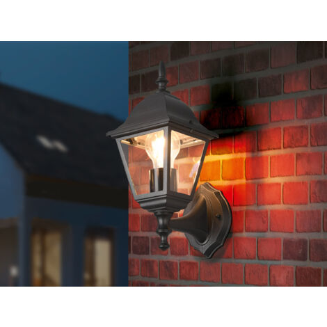 Außenwandleuchte LIVENZA Laterne stehend, Aluminium Schwarz Höhe 34cm