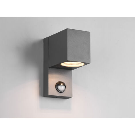 Außenwandleuchte mit Bewegungsmelder, Downlight Anthrazit eckig mit GU10 LED