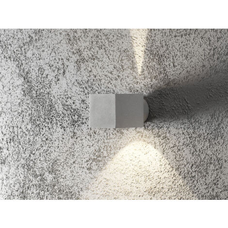 Außenwandleuchte MODENA eckiger Wandspot Up-Down, Höhe 9cm, Grau
