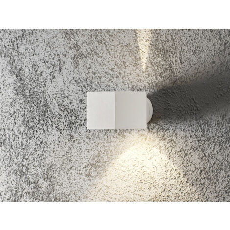 Außenwandleuchte MODENA eckiger Wandspot Up-Down, Höhe 9cm, Weiß