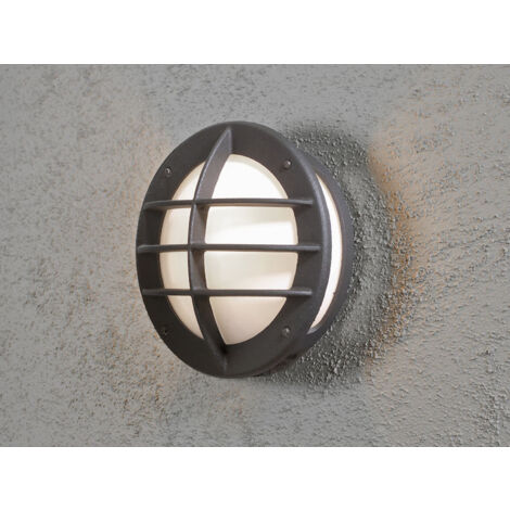 Außenwandleuchte ODEN, Aluminium Schwarz & Acrylglas Weiß, Ø 31cm
