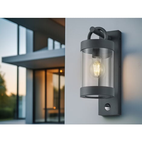TRIO Außenwandleuchte SAMBESI Laterne in Anthrazit mit Bewegungsmelder, Höhe 33cm