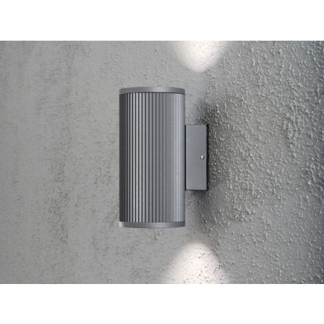 Außenwandleuchte SIRACUSA Up & Downlight Aluminium Grau, H 20,5cm
