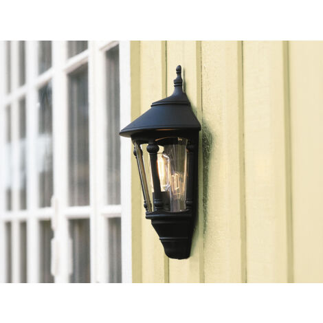 Außenwandleuchte VIRGO Laterne Halbschale Aluminium Schwarz, Höhe 44cm