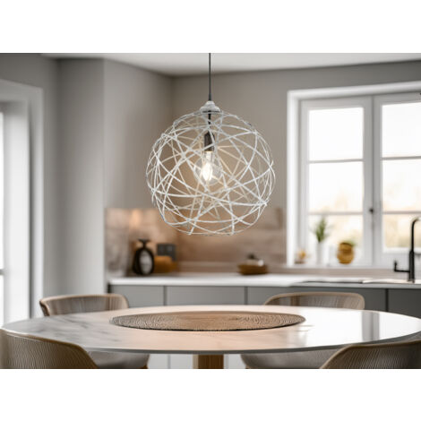 Außergewöhnliche Kugel Pendelleuchte JACOB Geflecht Design Grau Antik, Ø 40cm