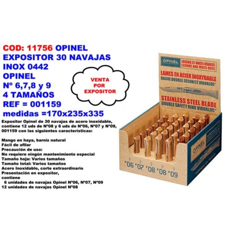Ausstellung mit 30 Opinel Inox-Messern 0442170x235x335001159