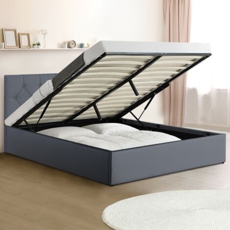 AUSTIN cama doble con somier 140 x 190 CM PVC gris