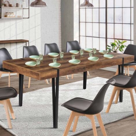 IDMARKET AUSTRIA mesa de comedor extensible 6-10 personas madera negro pata de pin 160-200 cm