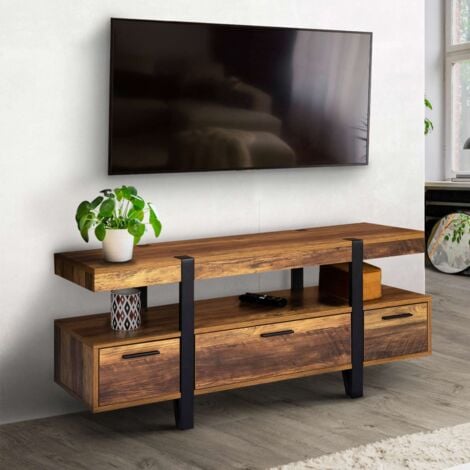 AUSTRIA Soporte de TV con cajones de madera, pata de alfiler 113 cm