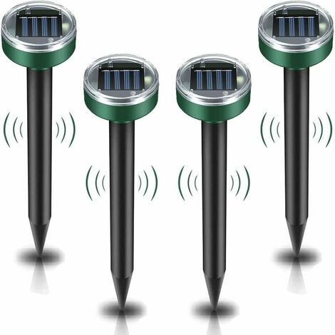 Ausverkauf Solar-Maulwurfvertreiber, 4 Stück Ultraschall-Schädlingsbekämpfer – Maulwurfbekämpfung mit IP65-Wasserdichtigkeit, Maulwurfabwehr für den Garten, Maulwurfabwehr