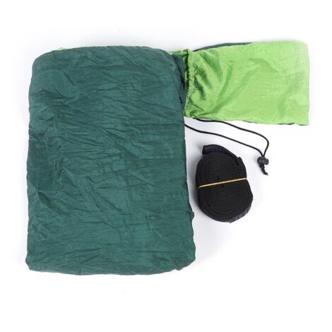 Ausziehbare Camping-Hängematte für Reisen und Outdoor-Aktivitäten, Schlafschaukel (Grün + Dunkelgrün)