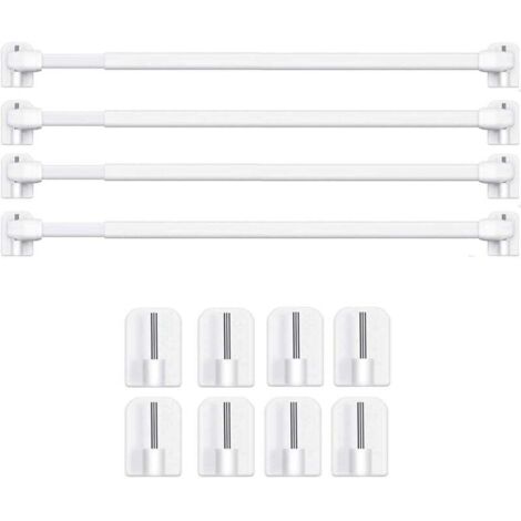 Ausziehbare Gardinenstangen, kein Bohren erforderlich für PVC-Fenster, selbstklebende Gardinenstange (4 Stück - 40-60 cm)