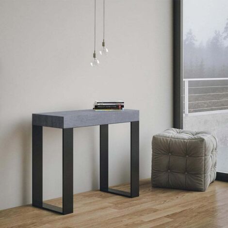 Ausziehbare Konsole 90x40/300 cm Tecno Cemento Anthrazitrahmen